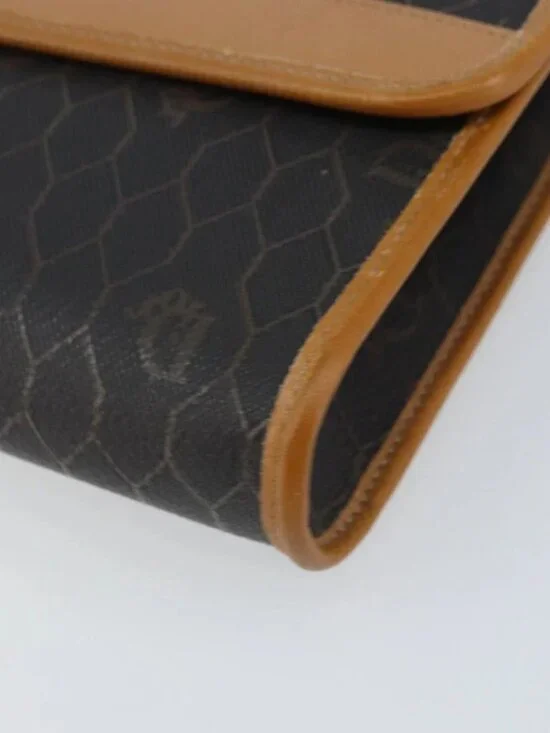 Christian Dior Honeycomb Canvas Chain Shoulder Bag PVC Black Gold Auth - Picture 12 of 15